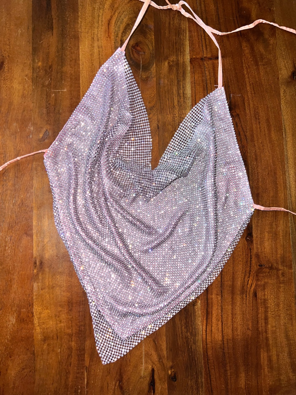 Sparkle Halter Rhinestone Pink Crop Top